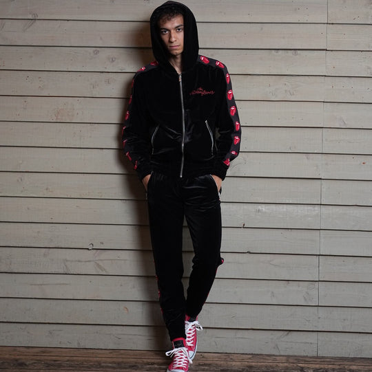 ローリングストーンズ×TMT  ベロアトラックパンツ ジャガード／バーガンディー