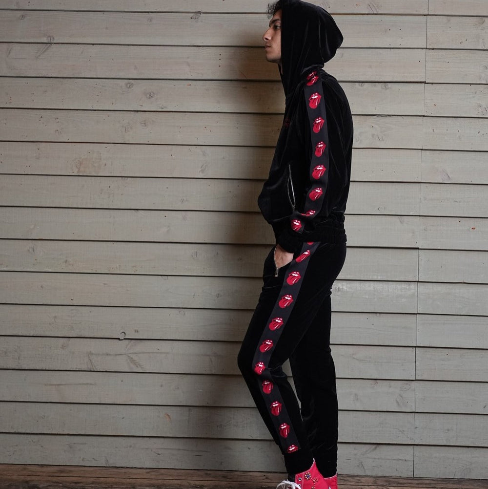 ローリングストーンズ×TMT  ベロアトラックパンツ ジャガード／バーガンディー