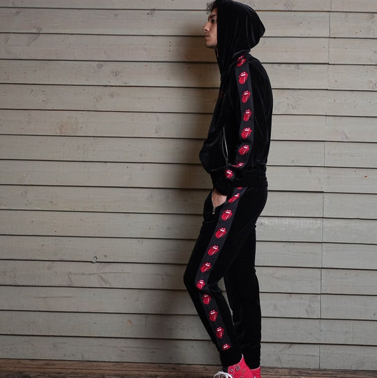 ローリングストーンズ×TMT  ベロアトラックパンツ ジャガード／バーガンディー